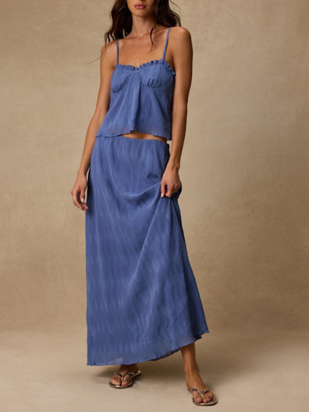 Lulus Paola Denim Blue Textured Maxi Skirt - Size M